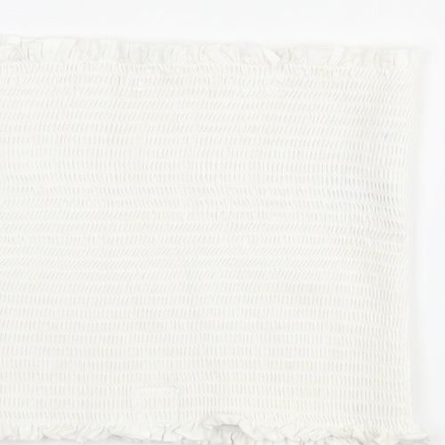 H&M Womens White Cotton Basic Tank Size M Square Neck - Rouched Bandeu