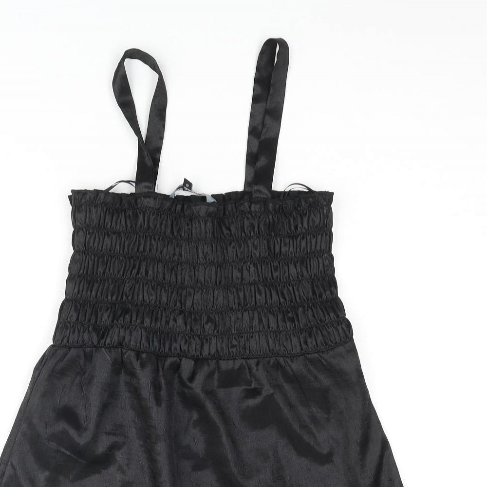 Red Herring Womens Black Polyester Camisole Blouse Size 12 Square Neck - Rouched