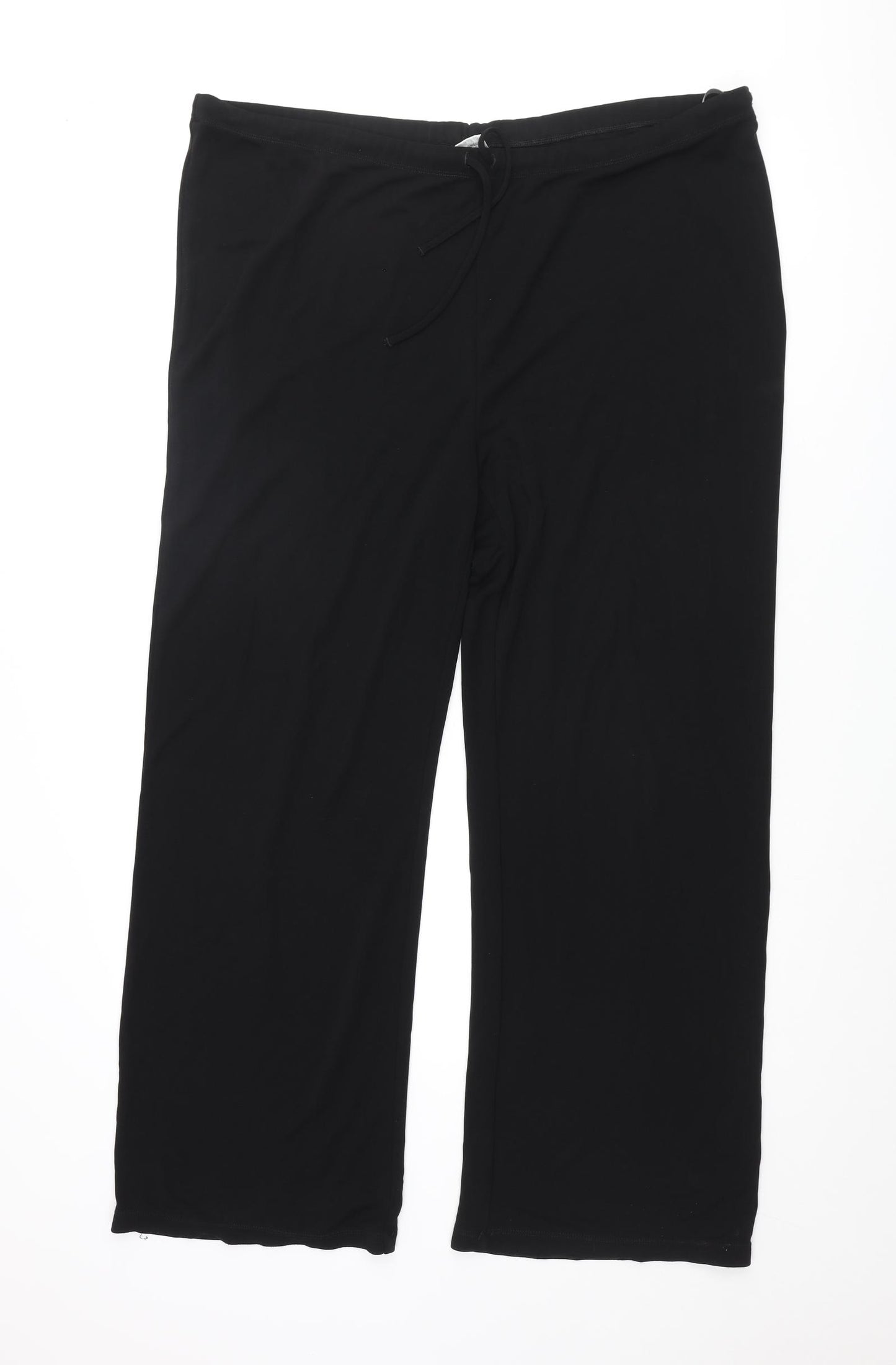 NEXT Womens Black Viscose Trousers Size 14 L28 in Regular Drawstring