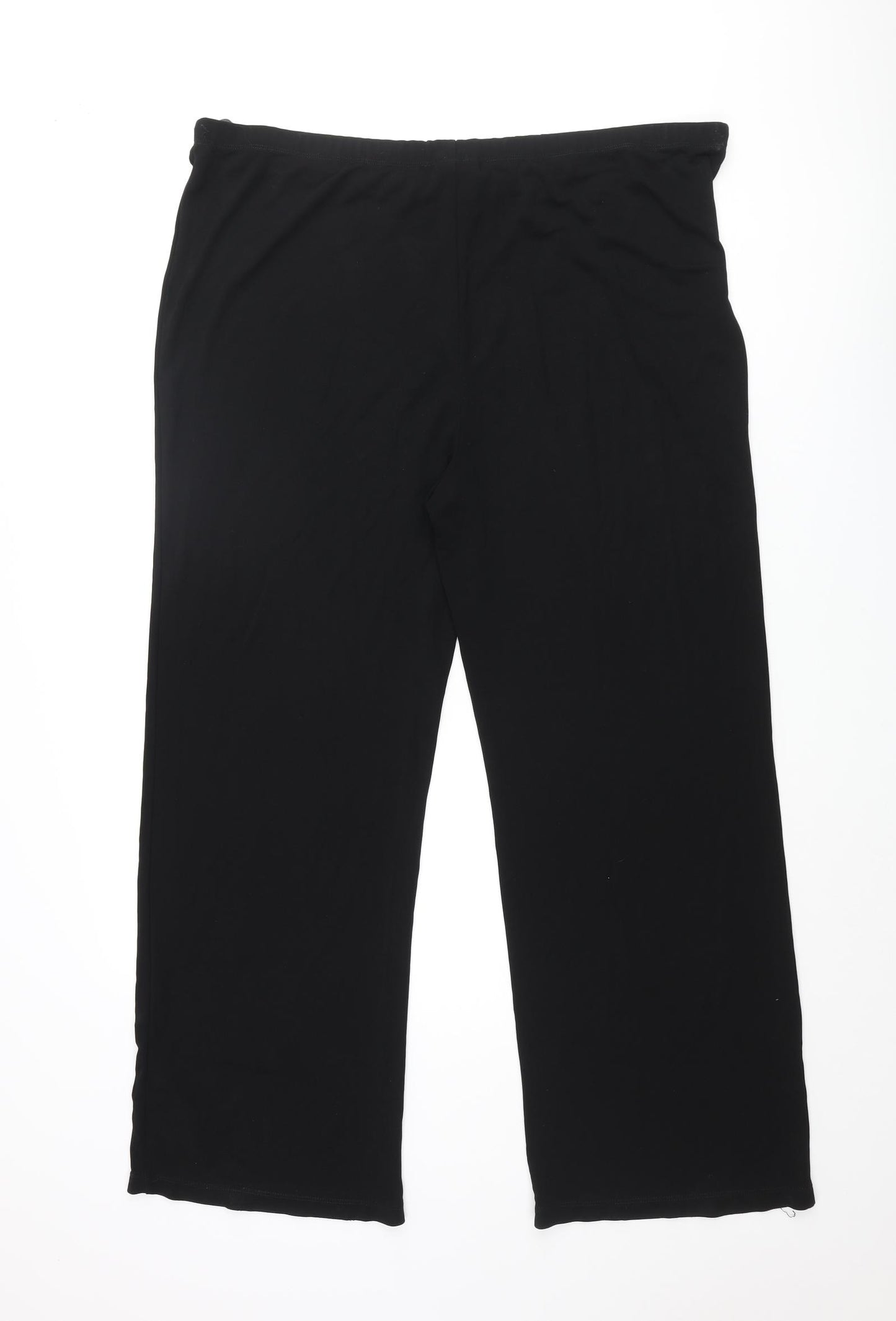 NEXT Womens Black Viscose Trousers Size 14 L28 in Regular Drawstring