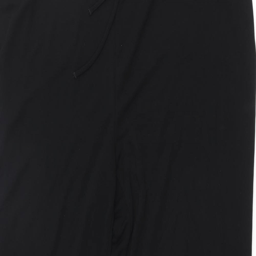 NEXT Womens Black Viscose Trousers Size 14 L28 in Regular Drawstring