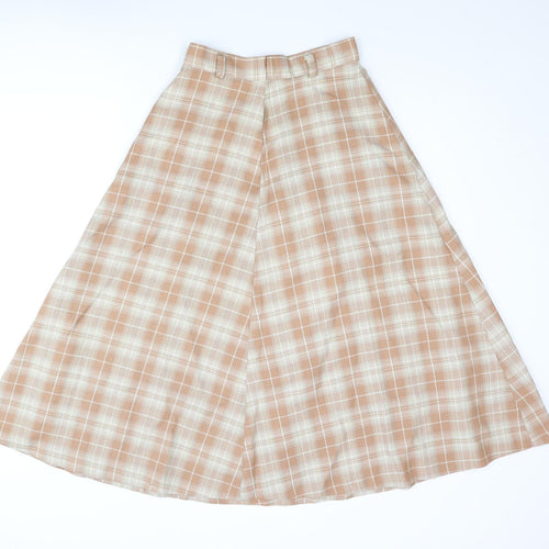 Berwick Womens Brown Check Polyester A-Line Skirt Size 24 in Zip