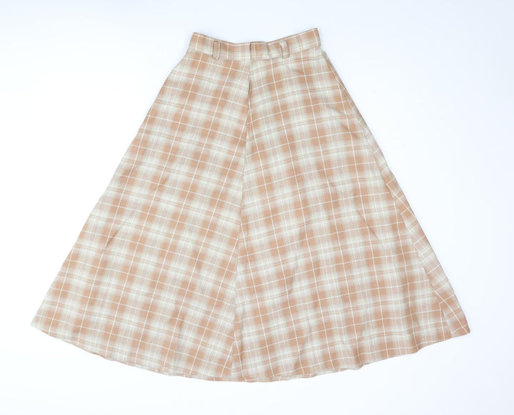Berwick Womens Brown Check Polyester A-Line Skirt Size 24 in Zip