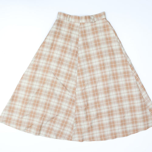 Berwick Womens Brown Check Polyester A-Line Skirt Size 24 in Zip