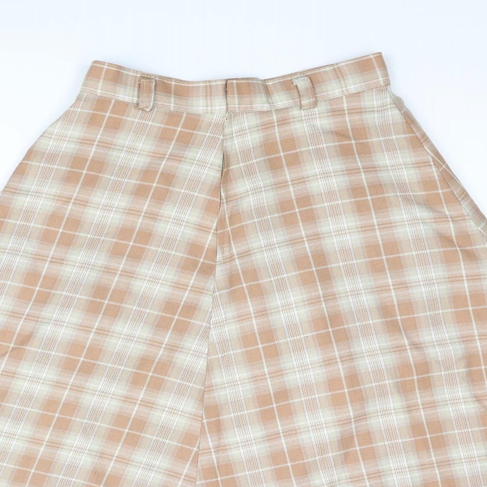 Berwick Womens Brown Check Polyester A-Line Skirt Size 24 in Zip