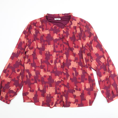 Damart Womens Purple Geometric Polyester Basic Blouse Size 14 Mock Neck - Frill