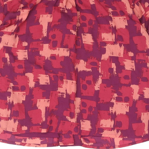 Damart Womens Purple Geometric Polyester Basic Blouse Size 14 Mock Neck - Frill