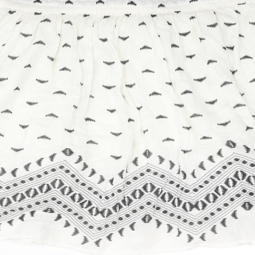 Pimkie Womens Ivory Geometric Viscose A-Line Skirt Size L Drawstring