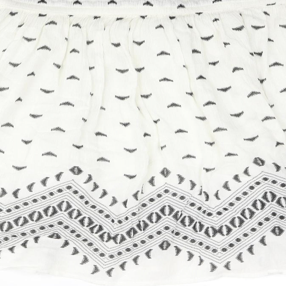 Pimkie Womens Ivory Geometric Viscose A-Line Skirt Size L Drawstring