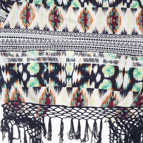 Only Womens Multicoloured Geometric Polyester Kimono Blouse Size 14 V-Neck - Fringe Hem