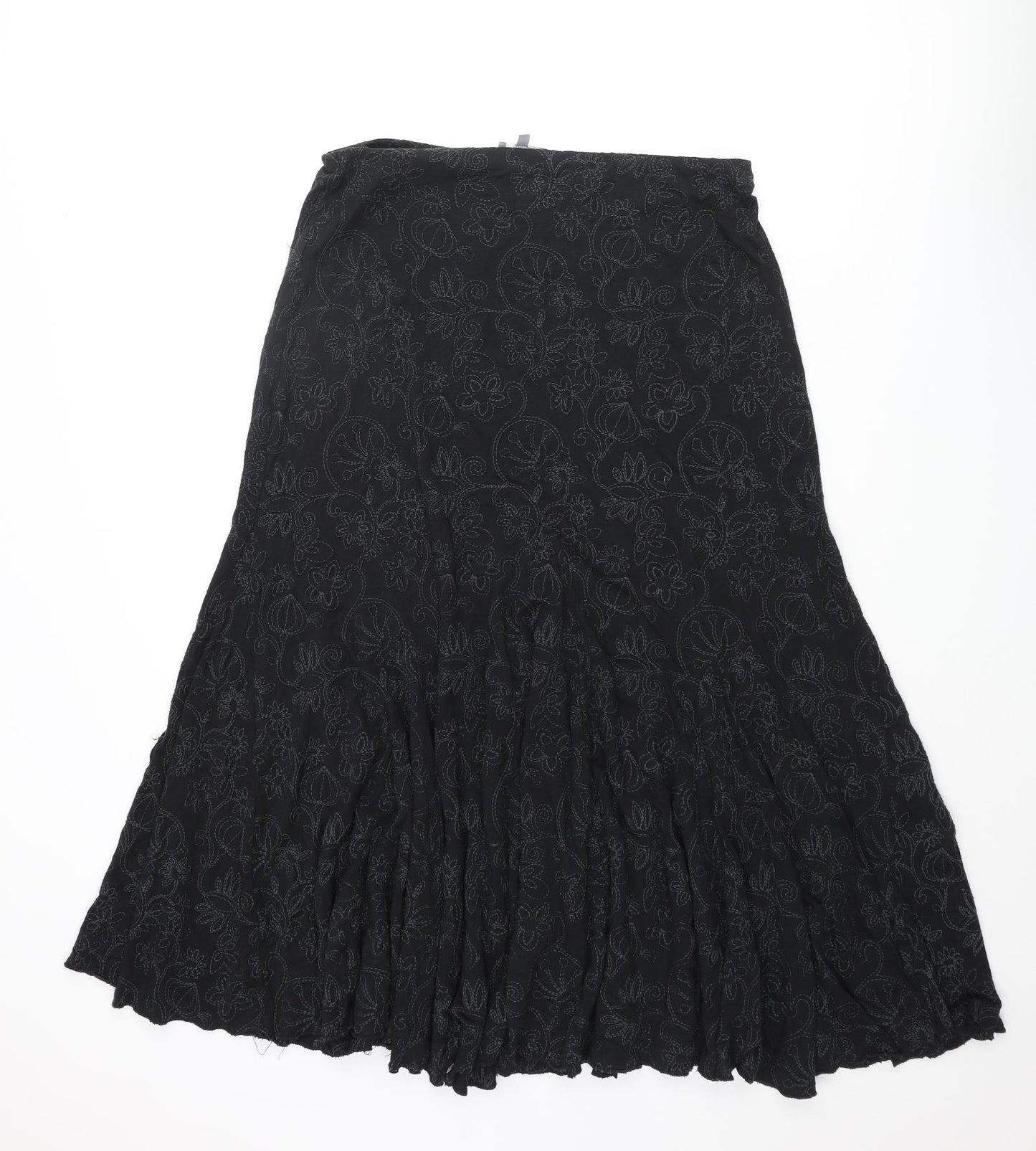 Per Una Womens Black Floral Polyester Trumpet Skirt Size 14 - Embroidered