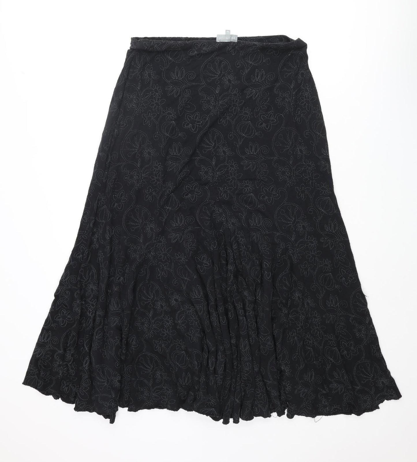Per Una Womens Black Floral Polyester Trumpet Skirt Size 14 - Embroidered
