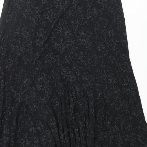 Per Una Womens Black Floral Polyester Trumpet Skirt Size 14 - Embroidered