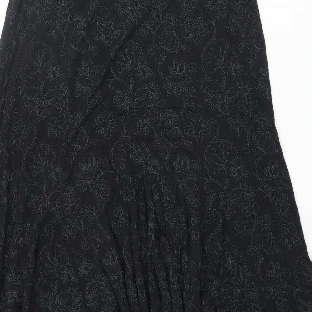 Per Una Womens Black Floral Polyester Trumpet Skirt Size 14 - Embroidered
