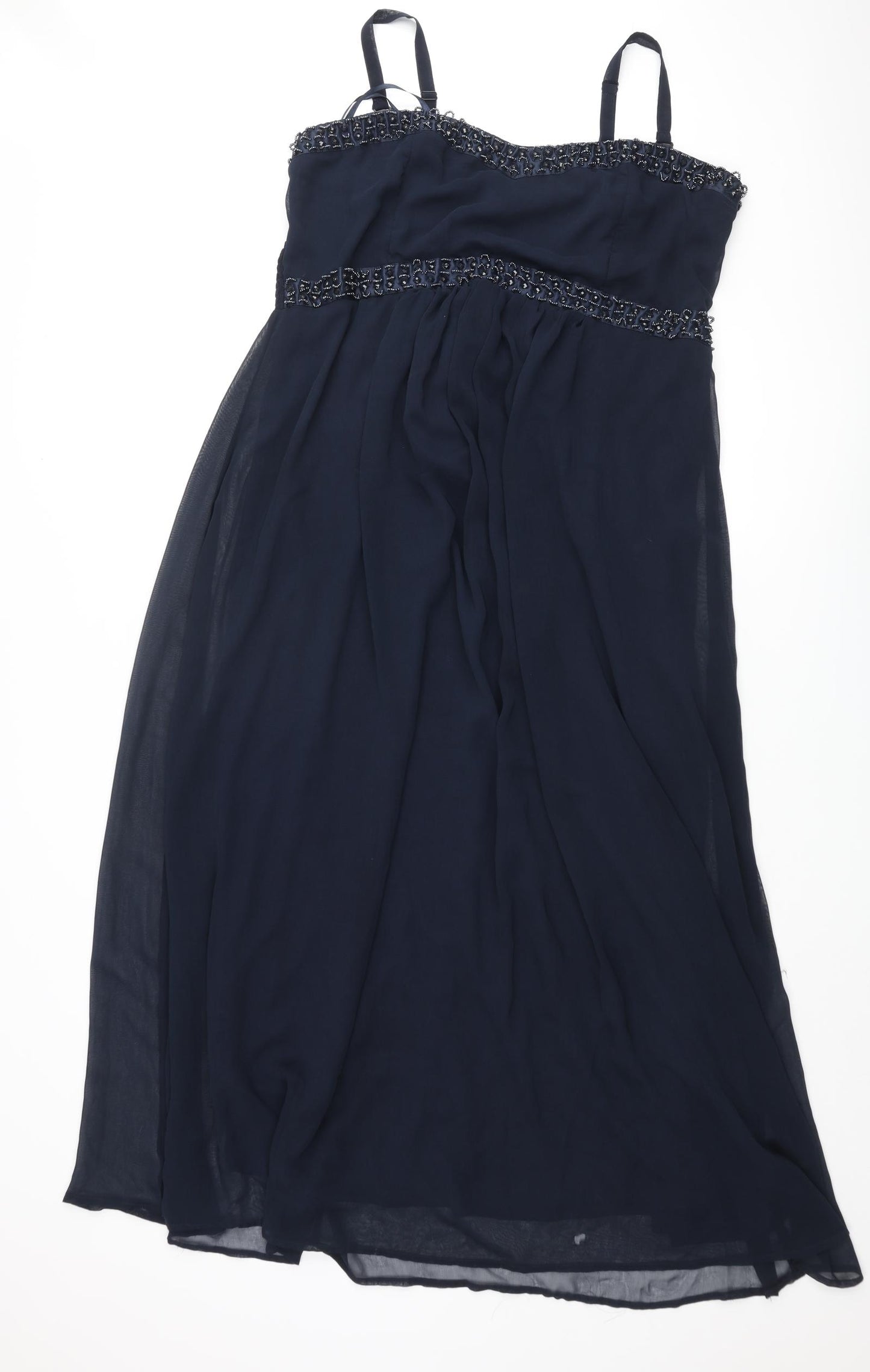 AX Paris Womens Blue Polyester Maxi Size 22 Square Neck Pullover - Sequin Detail