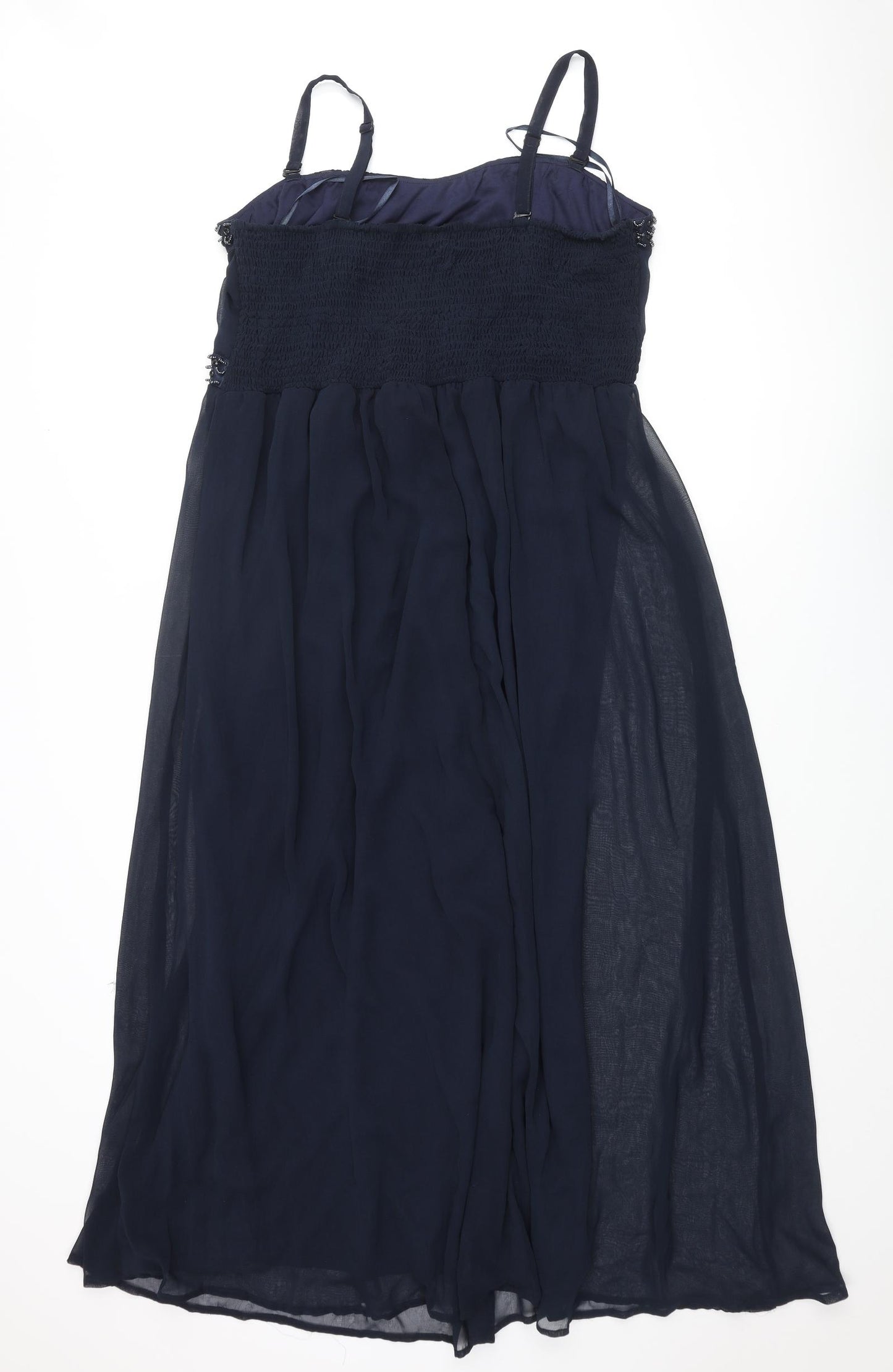 AX Paris Womens Blue Polyester Maxi Size 22 Square Neck Pullover - Sequin Detail