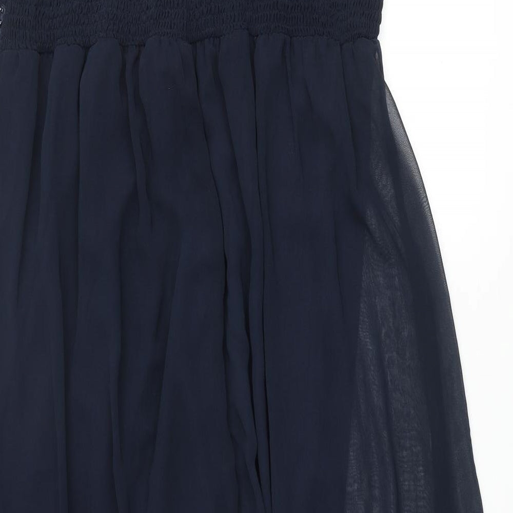 AX Paris Womens Blue Polyester Maxi Size 22 Square Neck Pullover - Sequin Detail