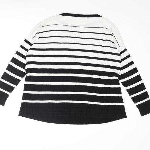 Lauren Ralph Lauren Womens White Round Neck Striped Cotton Pullover Jumper Size M