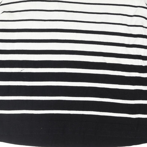Lauren Ralph Lauren Womens White Round Neck Striped Cotton Pullover Jumper Size M