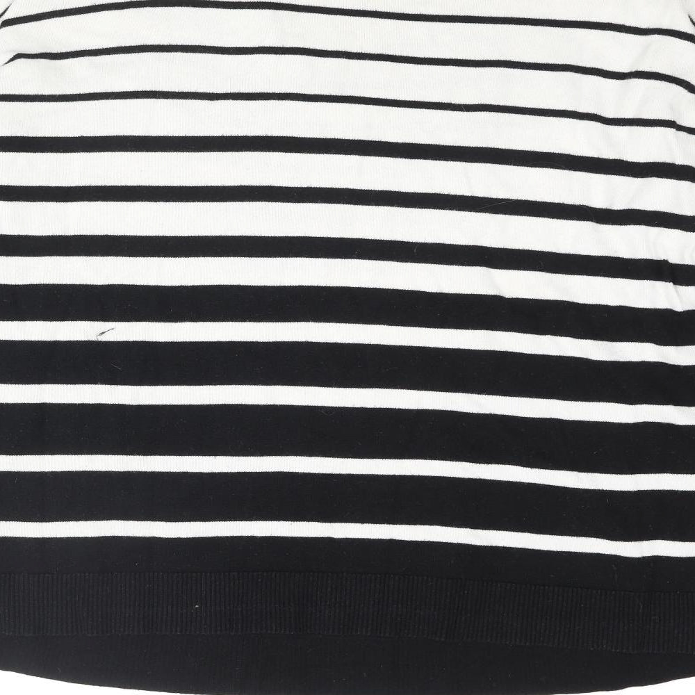 Lauren Ralph Lauren Womens White Round Neck Striped Cotton Pullover Jumper Size M