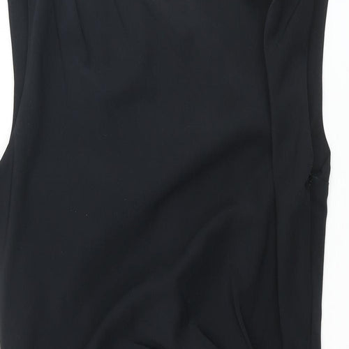 Coast Womens Black Polyester Shift Size 8 Round Neck Zip - Pleated Detail