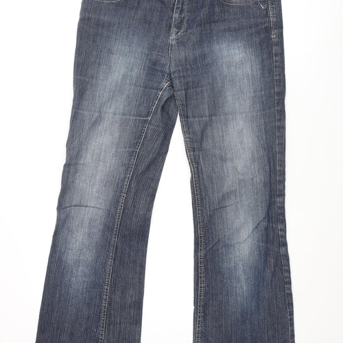 NEXT Womens Blue Cotton Bootcut Jeans Size 14 L32 in Regular Zip