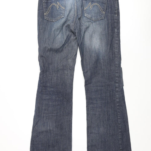 NEXT Womens Blue Cotton Bootcut Jeans Size 14 L32 in Regular Zip