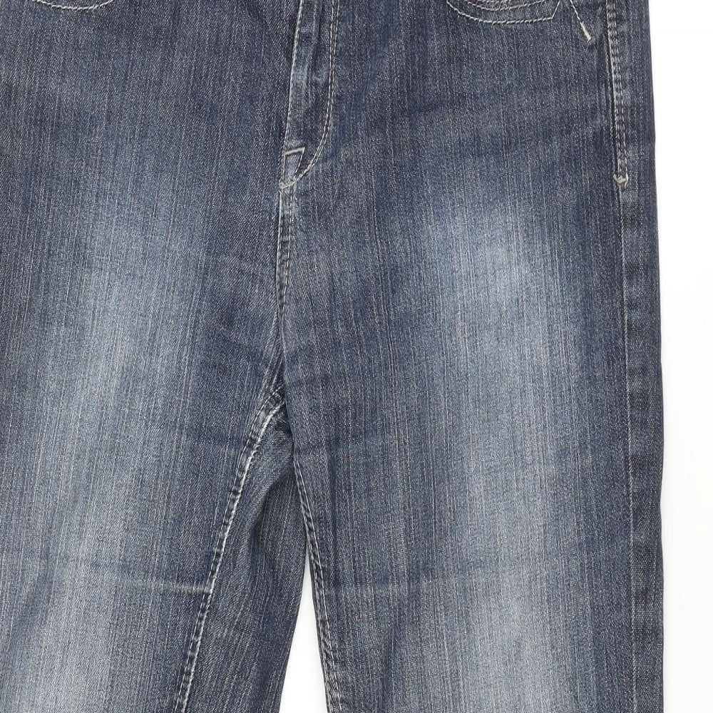 NEXT Womens Blue Cotton Bootcut Jeans Size 14 L32 in Regular Zip
