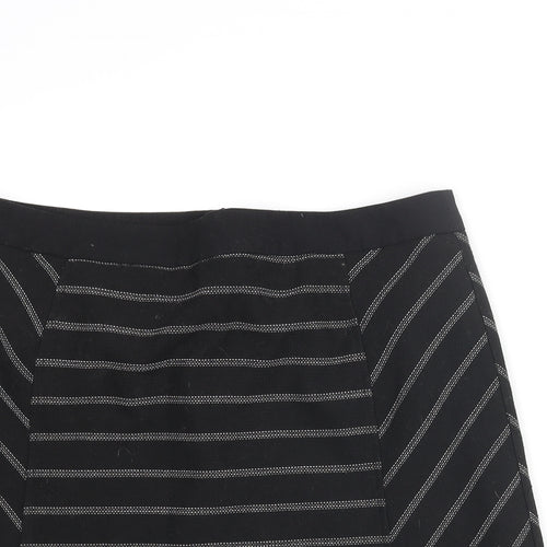 Oasis Womens Black Striped Polyester Mini Skirt Size 16 Zip