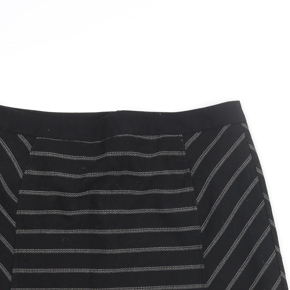 Oasis Womens Black Striped Polyester Mini Skirt Size 16 Zip