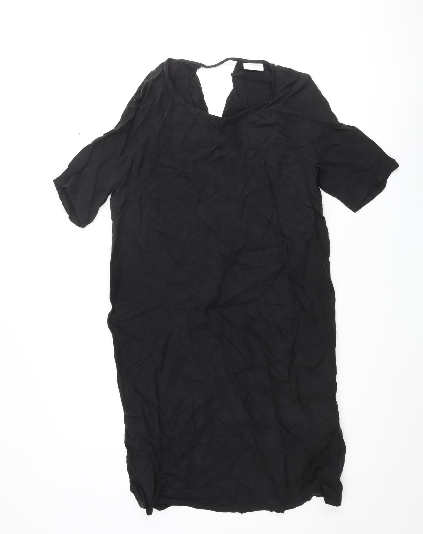 VILA Womens Black Cupro Shift Size XS Round Neck Pullover