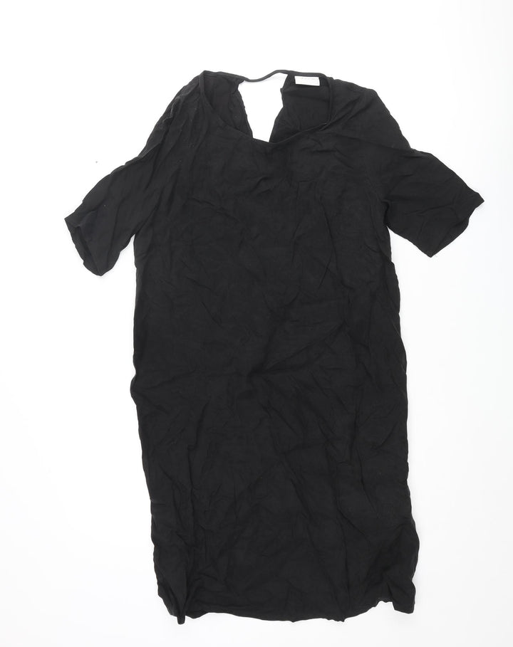 VILA Womens Black Cupro Shift Size XS Round Neck Pullover