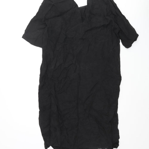 VILA Womens Black Cupro Shift Size XS Round Neck Pullover