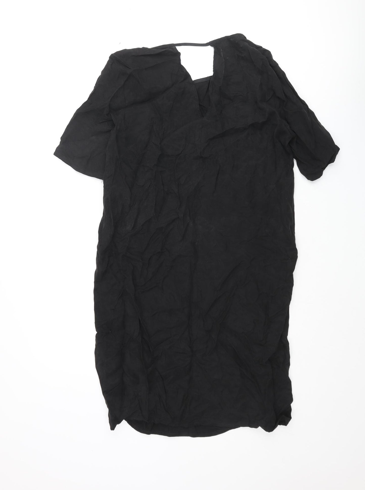VILA Womens Black Cupro Shift Size XS Round Neck Pullover