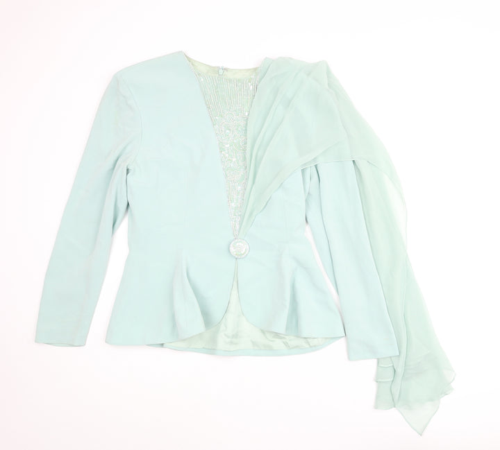 Daymor Couture Womens Green Polyester Basic Blouse Size 14 Round Neck - Vintage Beaded Detail