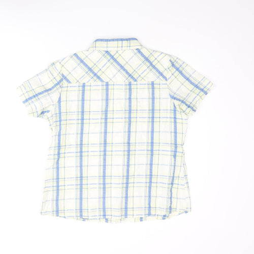 Cotton Traders Womens Yellow Check Cotton Basic Button-Up Size 16 Collared