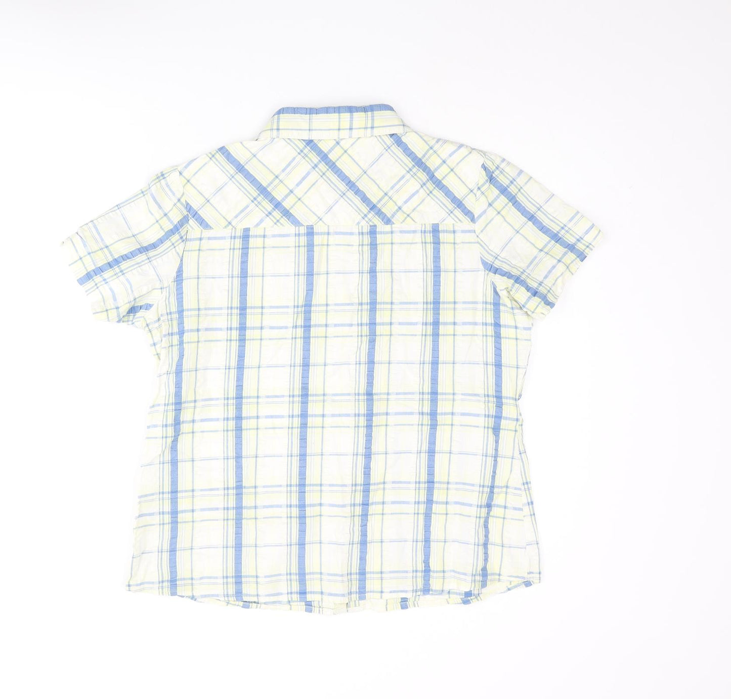 Cotton Traders Womens Yellow Check Cotton Basic Button-Up Size 16 Collared