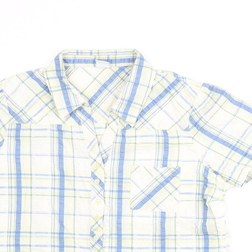 Cotton Traders Womens Yellow Check Cotton Basic Button-Up Size 16 Collared