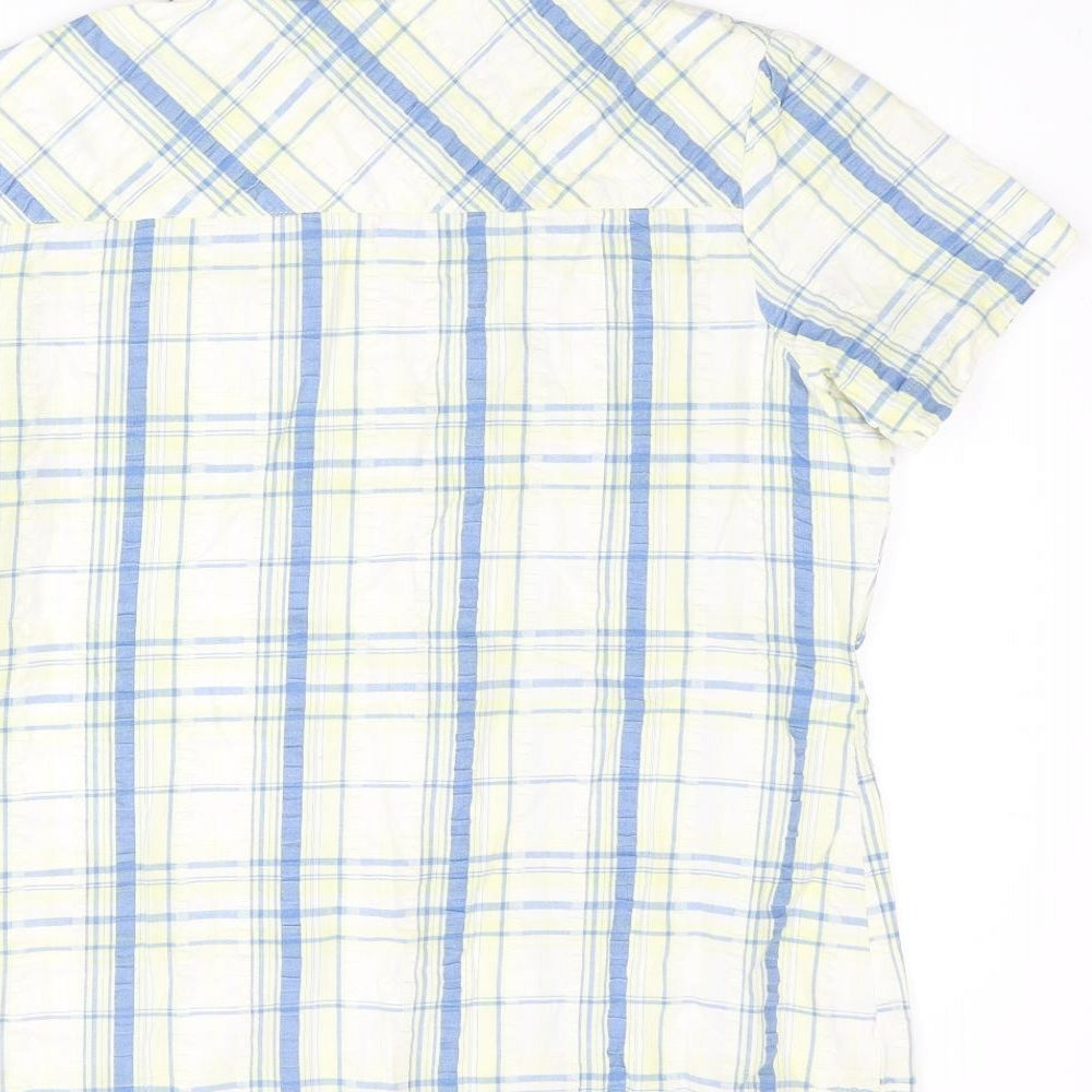Cotton Traders Womens Yellow Check Cotton Basic Button-Up Size 16 Collared