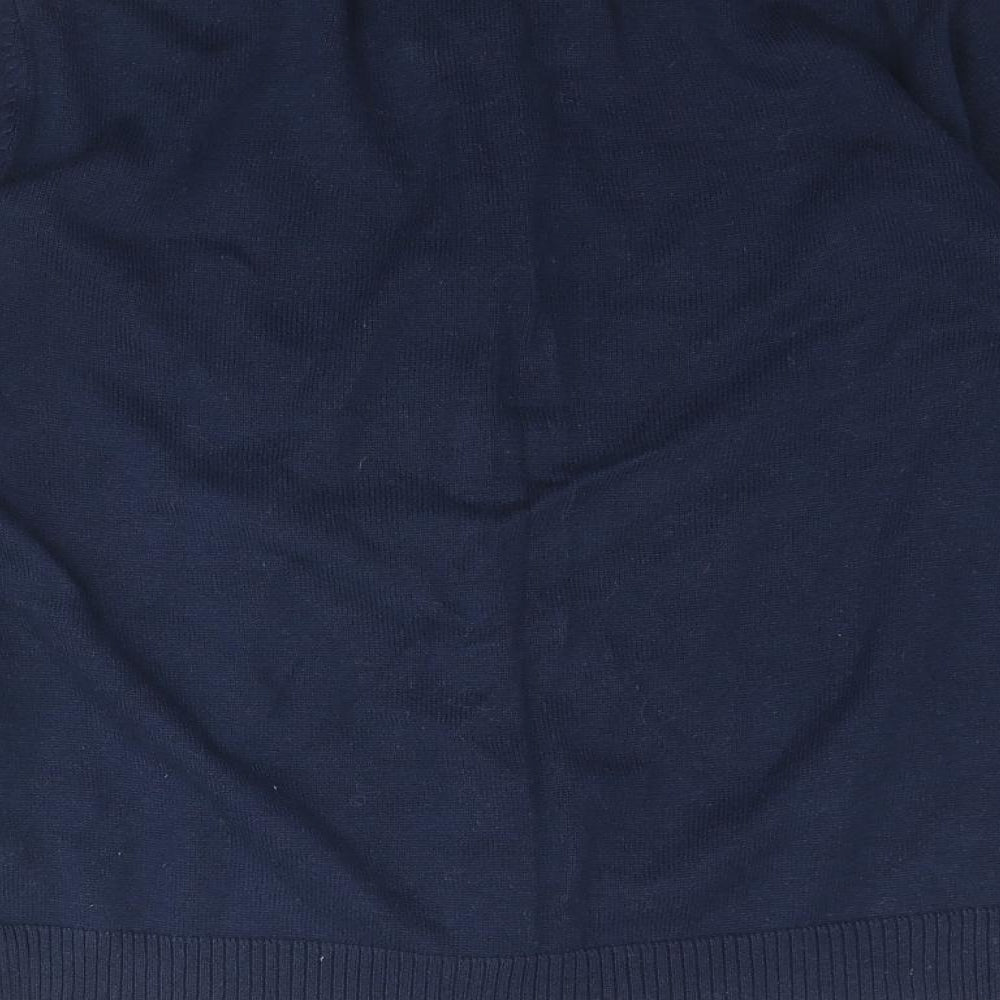 Kenar Womens Blue Round Neck Acrylic Cardigan Jumper Size 12 - Diamond Pattern