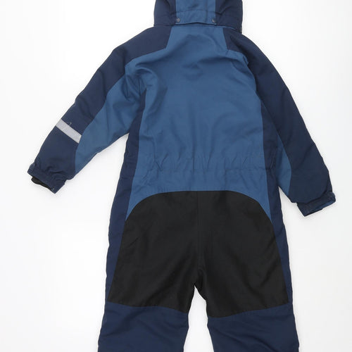 Tenson Boys Blue Colourblock Ski Salopettes Snowsuit Size 3-4 Years Zip - Foot Stirrup Reflective Detail