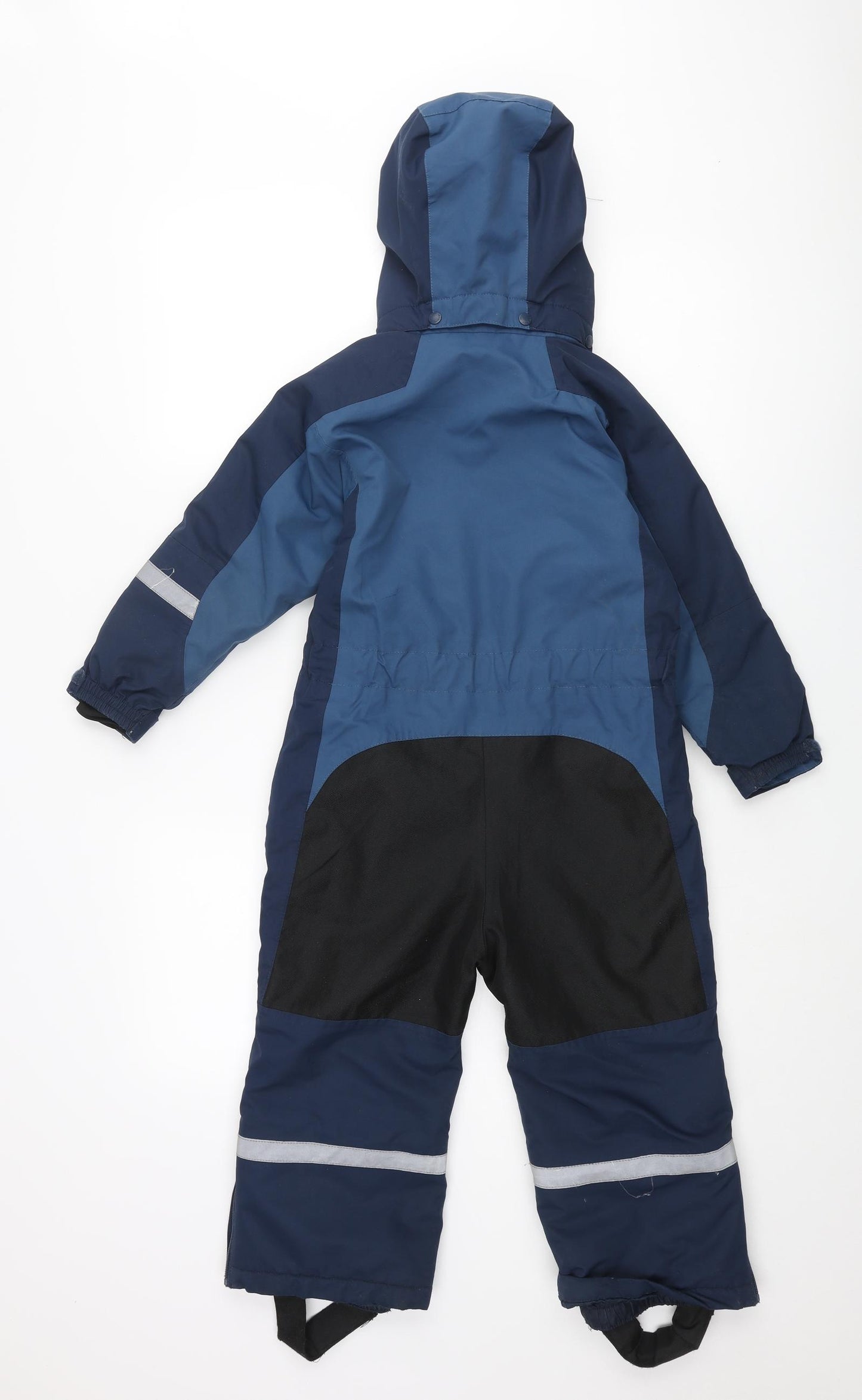 Tenson Boys Blue Colourblock Ski Salopettes Snowsuit Size 3-4 Years Zip - Foot Stirrup Reflective Detail