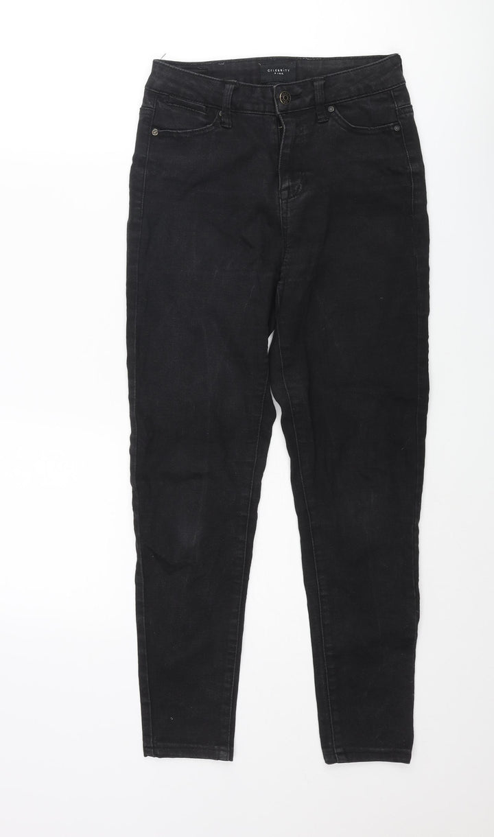 Celebrity Pink Womens Black Cotton Skinny Jeans Size 25 in L24 in Regular Zip