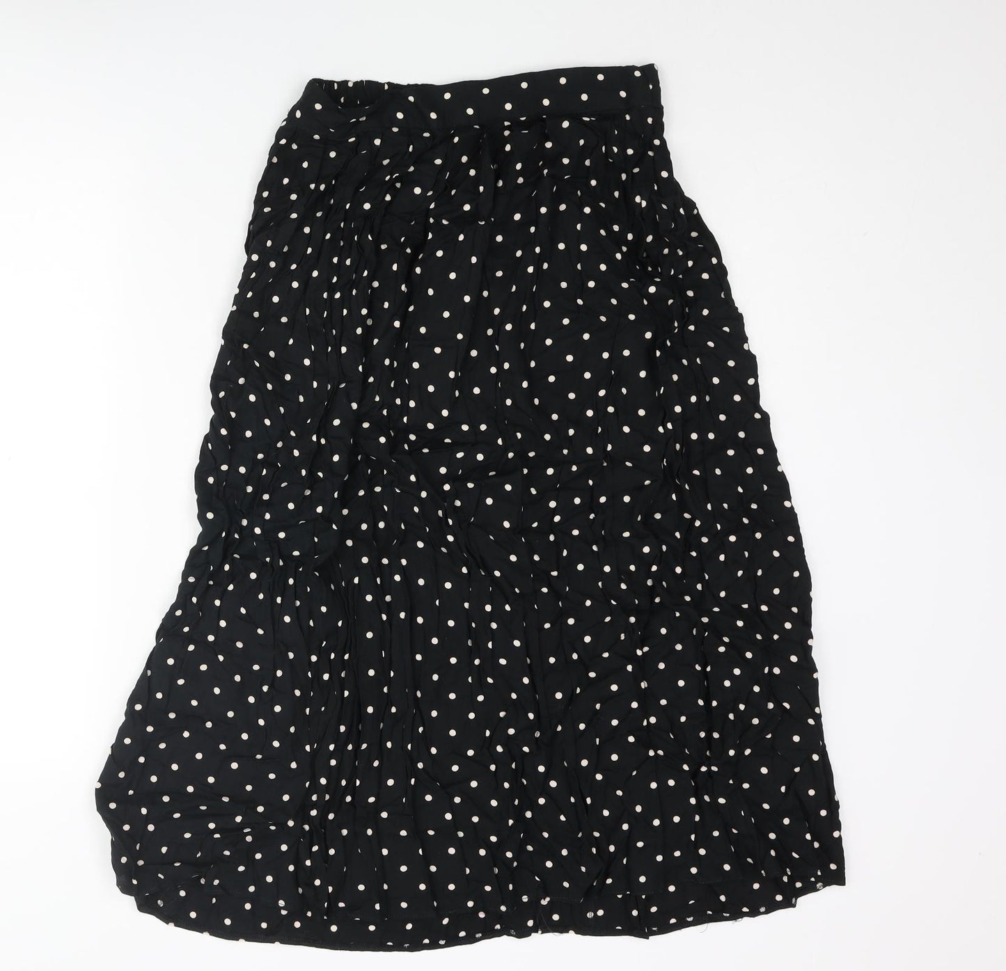 Dorothy Perkins Womens Black Polka Dot Viscose A-Line Skirt Size 12