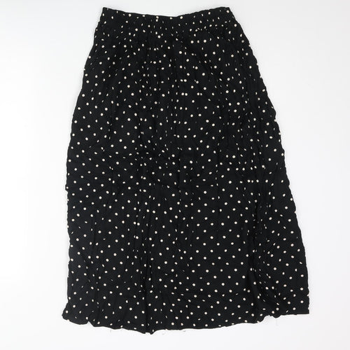 Dorothy Perkins Womens Black Polka Dot Viscose A-Line Skirt Size 12