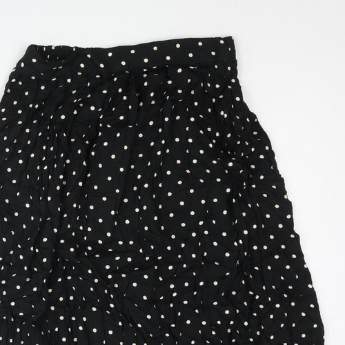 Dorothy Perkins Womens Black Polka Dot Viscose A-Line Skirt Size 12
