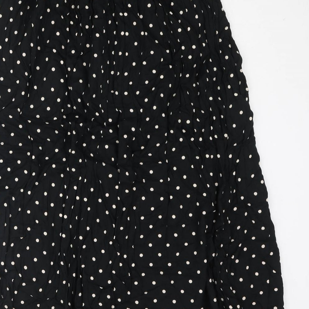 Dorothy Perkins Womens Black Polka Dot Viscose A-Line Skirt Size 12