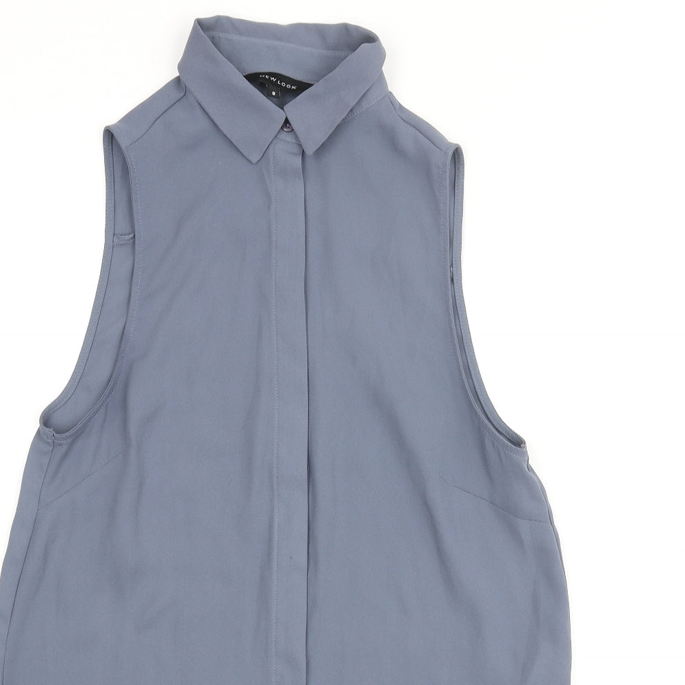 New Look Womens Blue Polyester Camisole Blouse Size 8 Collared