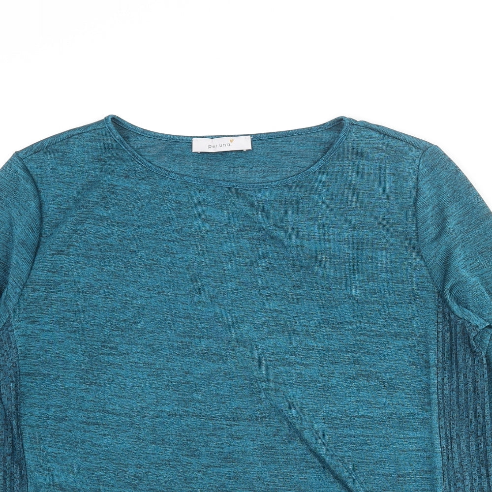 Per Una Womens Blue Round Neck Polyester Pullover Jumper Size 12