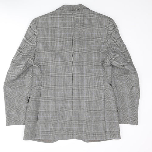 Hornes Mens Grey Check Wool Jacket Suit Jacket Size 36 Regular